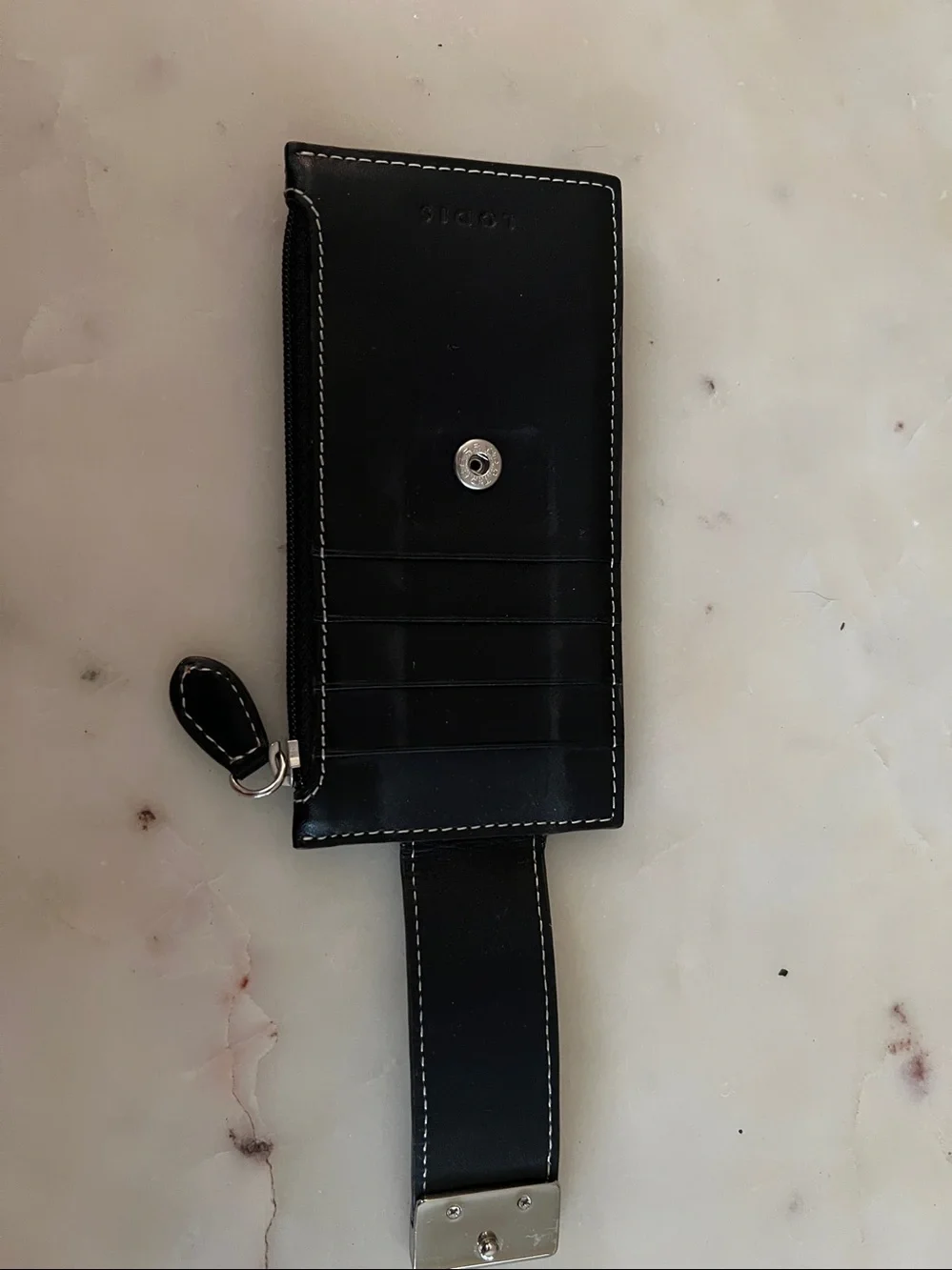 Lodis Black Leather Key & Card Holder with Silver Buckle